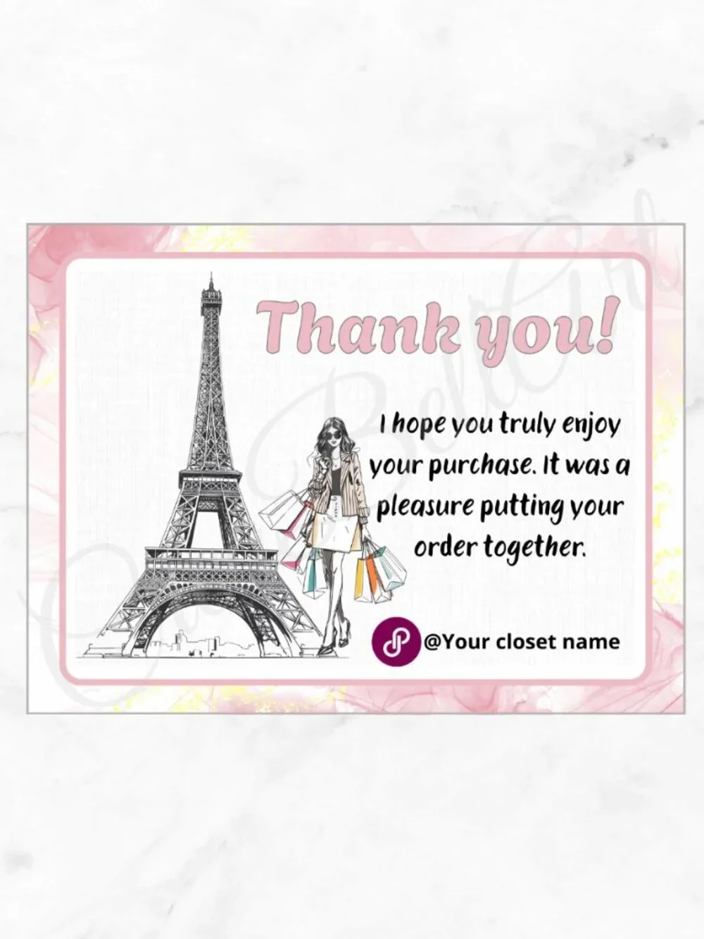 100 Personalized Paris Fashion Thank You Cards Small Business, 4×3 in